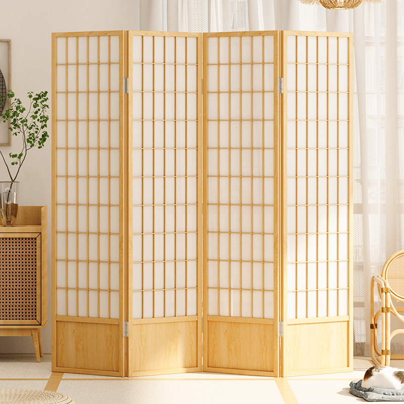 实木日式屏风折叠移动隔断客厅带挡板简约现代摄影背景木质樟子格