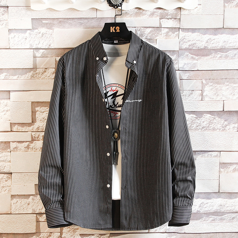 春秋160小个子XS小码条纹长袖衬衫男女简约商务正装衬衫S号打底衫