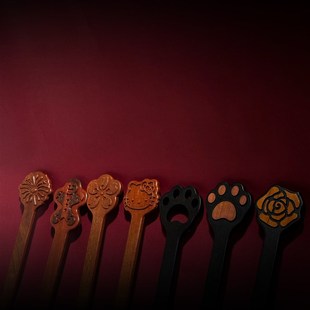 实践小圈暴击立体留痕印檀木戒尺拍子KT猫玫瑰姜饼人实木可爱m