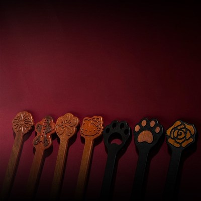 实践小圈暴击立体留痕印檀木戒尺拍子KT猫玫瑰姜饼人实木可爱m