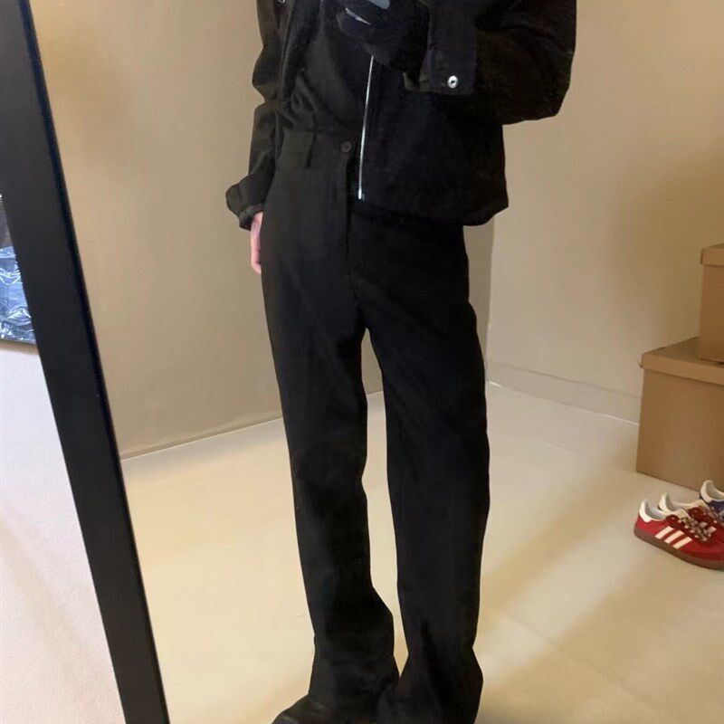 美式小众高街vibe风开叉微喇叭西裤男垂坠感高级感堆积显瘦拖地裤