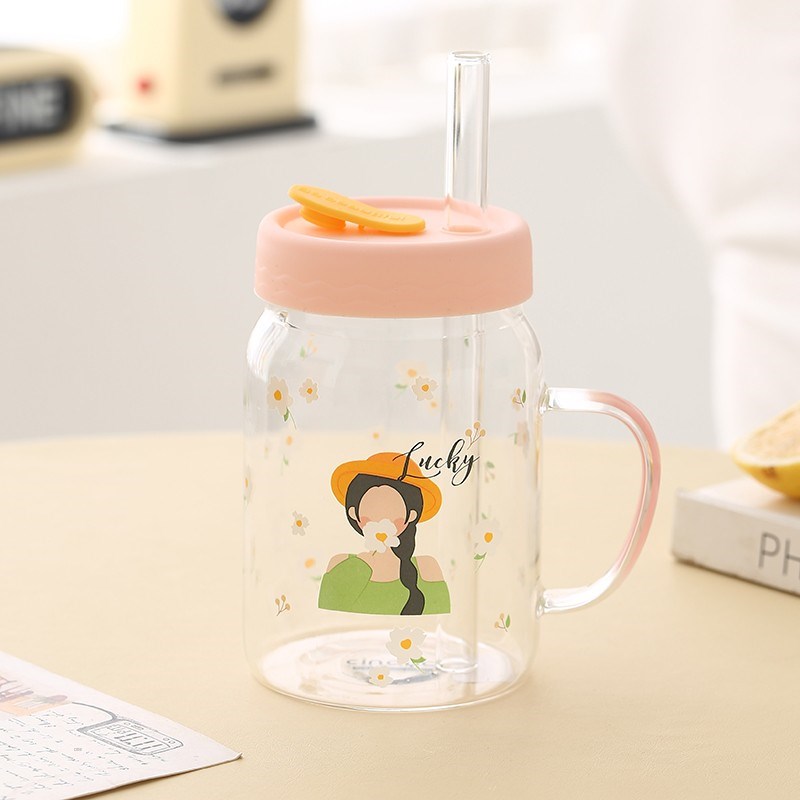 Muchu耐高温玻璃吸管杯大容量女孩办公室高硼硅高值水果茶杯水杯