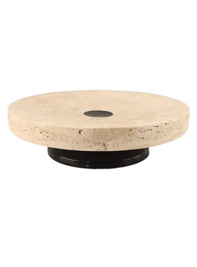 现代简约天然洞石大理石果盘摆件客厅茶几样板间玄关家居软装饰品