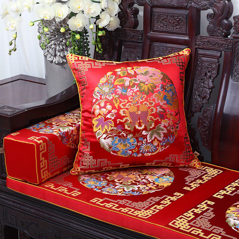 中式古典沙发坐垫抱枕腰枕红木椅垫加厚海绵座垫椅垫定Z做靠垫套