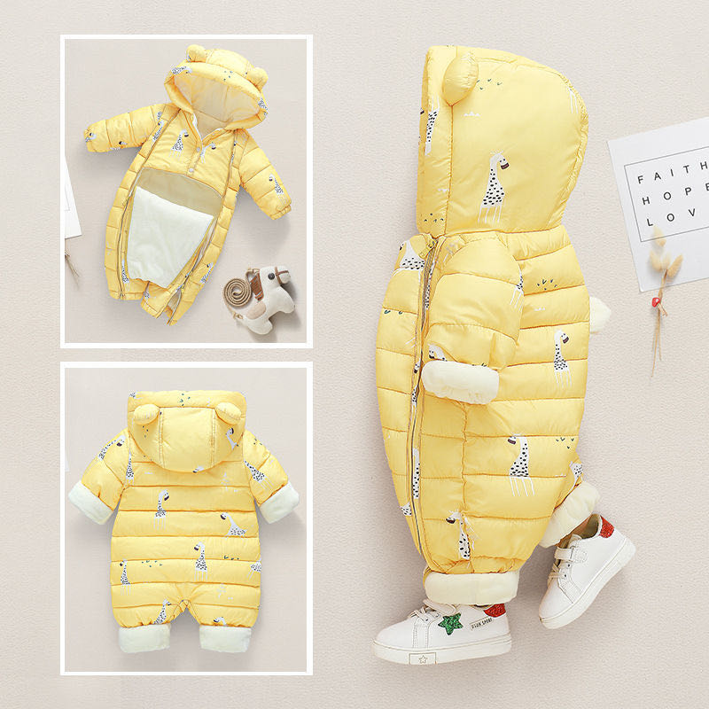 2021新生儿爬爬服婴儿连体衣冬季加厚外出服男女宝宝新款羽绒棉服