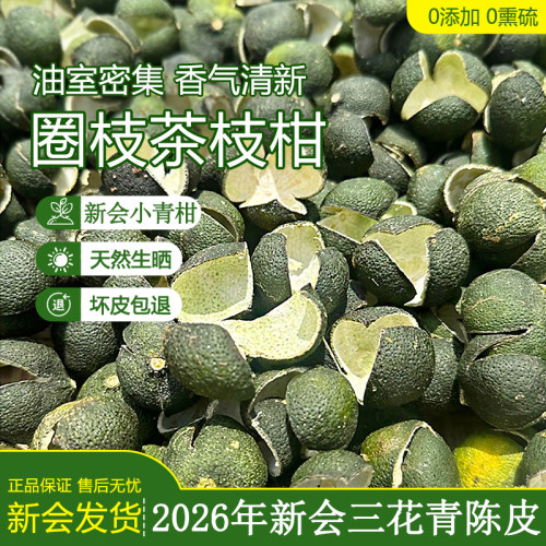 2026年新会新货陈皮头采三花青皮老树圈枝茶枝柑陈皮干泡水新鲜皮