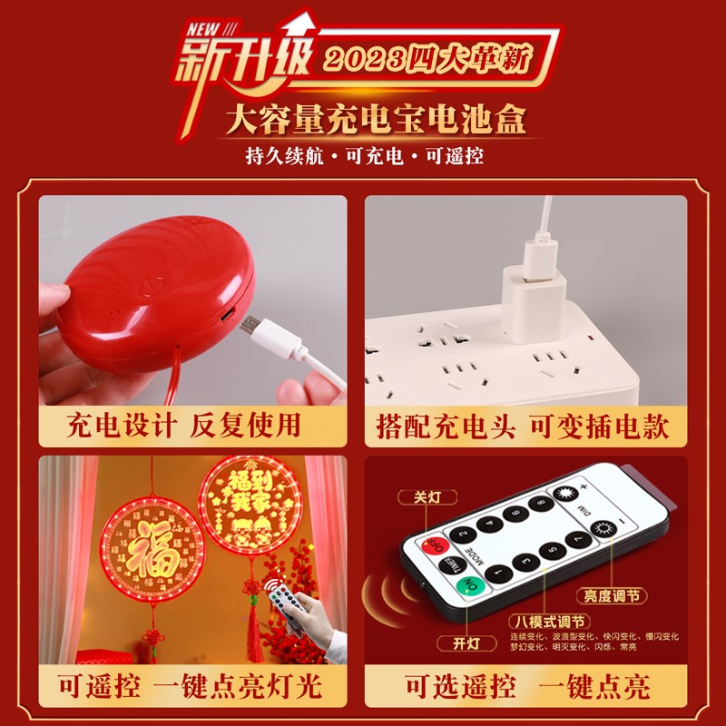 发光福到我家挂饰LED彩灯2025新年春节室内窗户过年氛围装饰布置