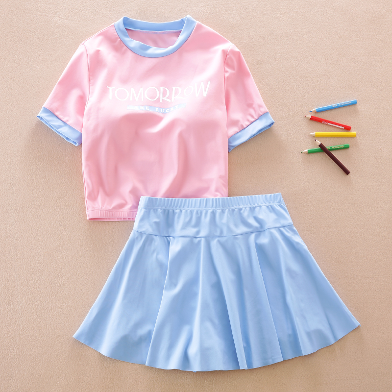 女童泳衣分体10中大童裙式学生游泳衣2023新款儿童泳装女孩12岁13