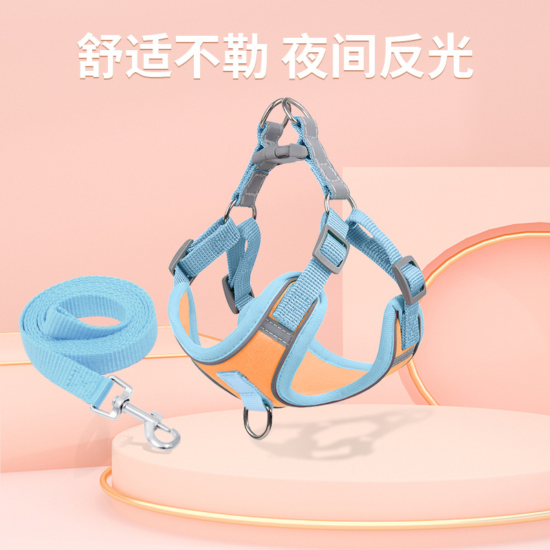 新款狗狗牵引绳背心式胸背夜光宠物狗绳链子防咬断小型中型大型犬