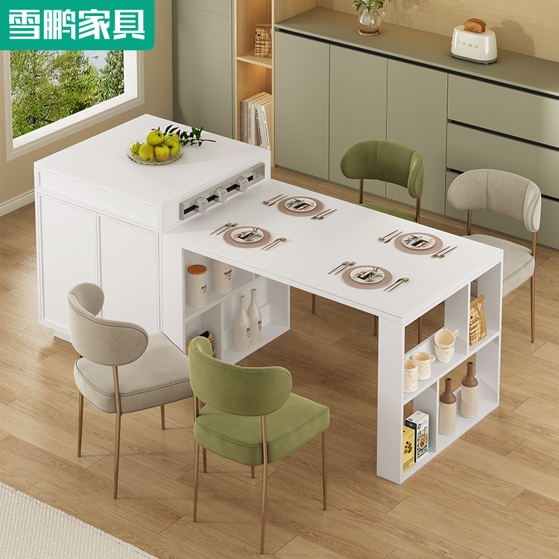 轻奢岩板中岛台厨房餐桌单独简约开放式吧台茶桌岛台柜小户型