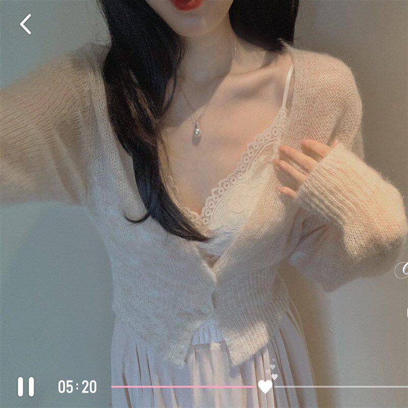 城南边儿2.13收腰小开衫新色~温柔动人马海毛系扣针织衫