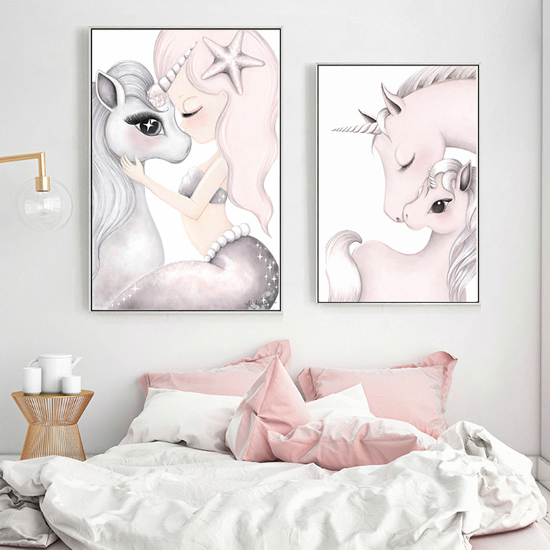 粉色女孩北欧风格客厅装饰画卧室床头挂画房间儿童房墙壁画少女心
