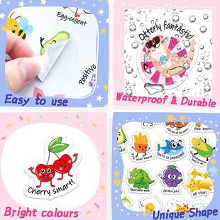 200贴 包可爱英文励志奖励贴卡通水果动物趣味手账贴画表扬贴纸