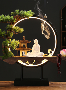 创意开业礼品新中式禅意摆件灯圈小夜灯家居装饰品客厅办公室桌面
