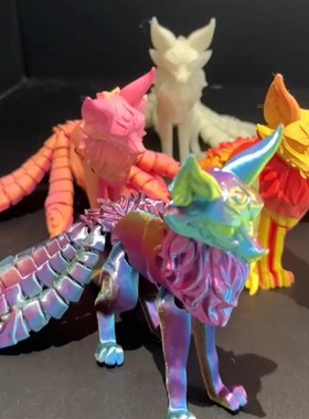 3D打印九尾狐多关节可动手办装饰桌面摆件办公室客厅模型玩具