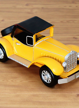 复古怀旧老爷车美式老式汽车铁皮模型创意摆件家居客厅酒柜装饰品