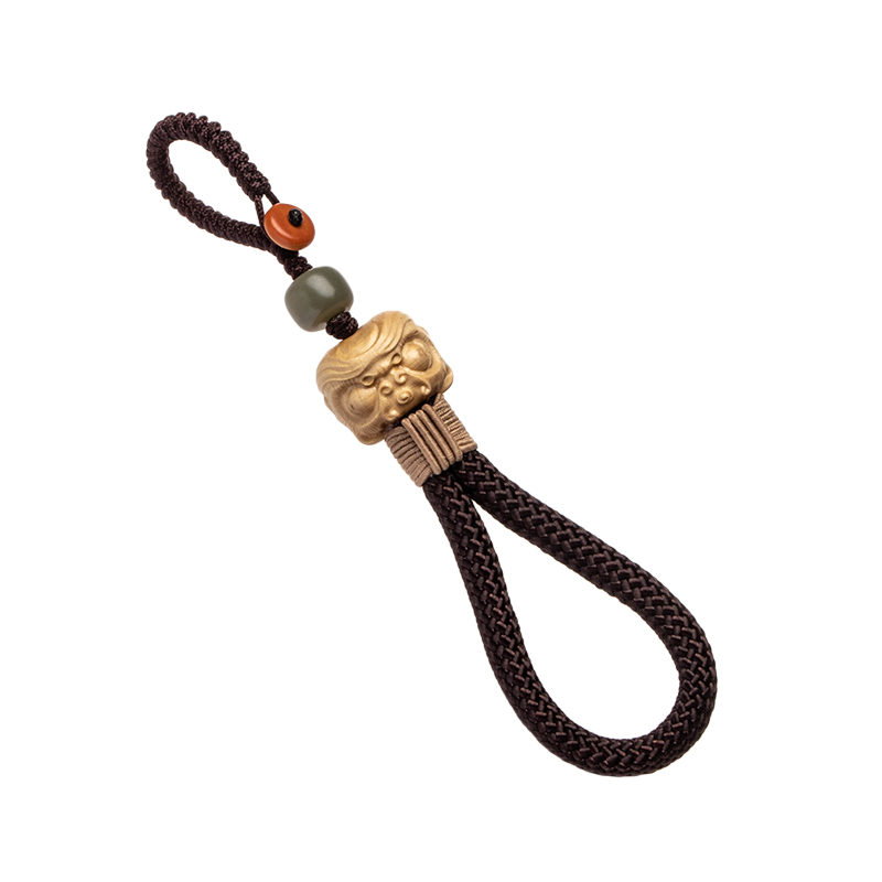 朴房黄杨木雕醒狮汽车钥匙扣挂件平安符个性创意简约高档手工挂饰