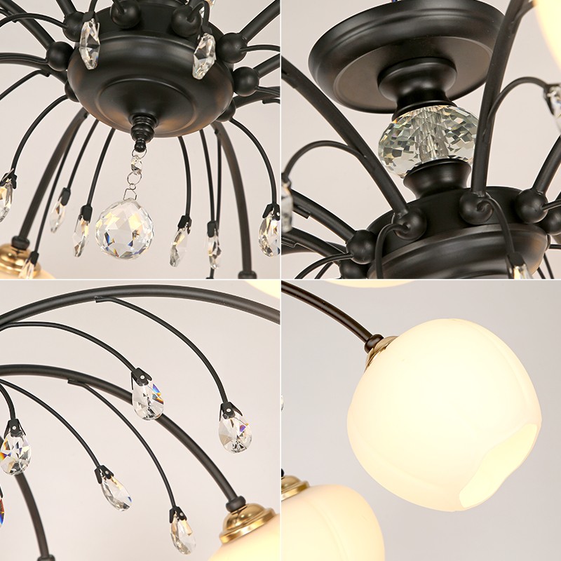 美式简约客厅吸顶灯创意时尚卧室餐厅水晶欧式田园家用儿童房灯具