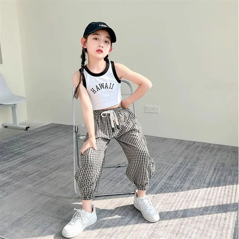 女童纯棉短款背心夏季新款宝宝小童中大童爵士街舞吊带外穿背心潮