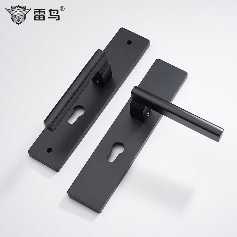 雷鸟黑色门锁室内卧室分体美式锁锌合金静音实木房门家用把手锁具