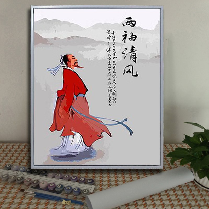 diy数字油画荷花廉洁 清正 动漫游戏定制儿童填色卡通减压 装饰画图片