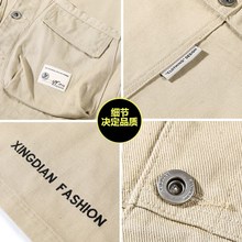 连帽牛仔马甲男生潮宽松无袖外套春秋大口袋可拆卸帽工装褂子
