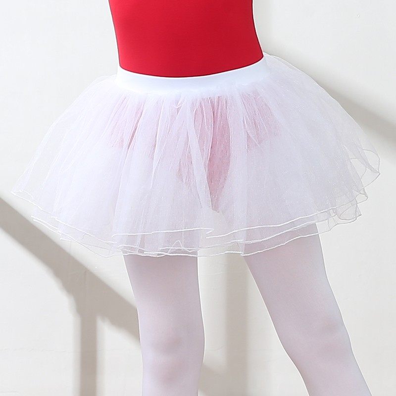 儿童舞蹈短裙女孩芭蕾舞公主裙搭配宽边蓬蓬裙松紧百搭半身网纱裙