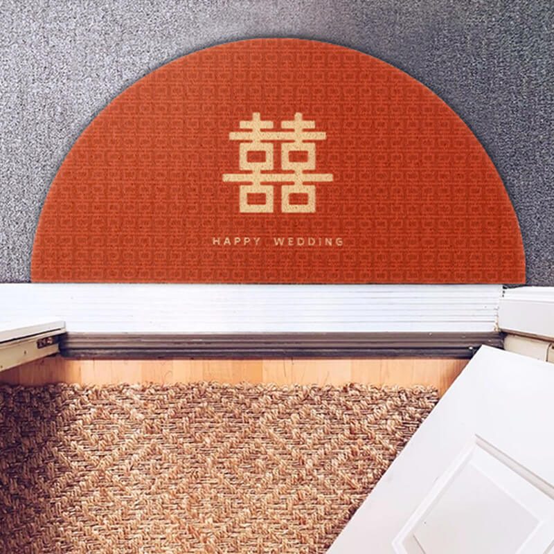 结婚地垫入户进门半圆门垫喜字喜庆婚房脚垫垫子家用防滑门口地毯