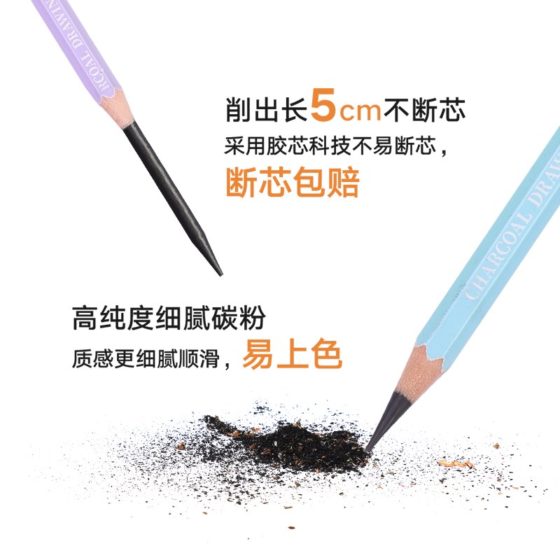 秀普2代炭墨合一6B哑光铅笔软碳笔素描铅笔特软炭笔美术生素描专