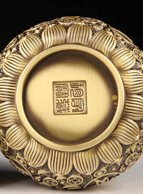 铜金钱元宝聚宝盆摆件 铜聚宝盆摆件