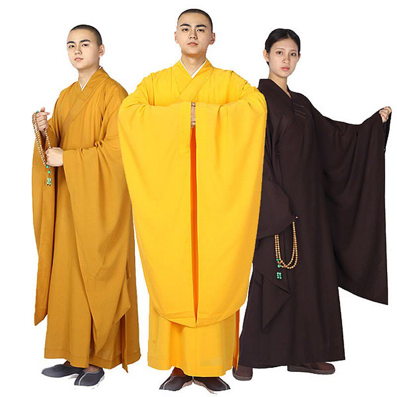 麻纱广袖海青男女居士服海清大C袖僧衣僧服土黄色戒衣禅修法衣