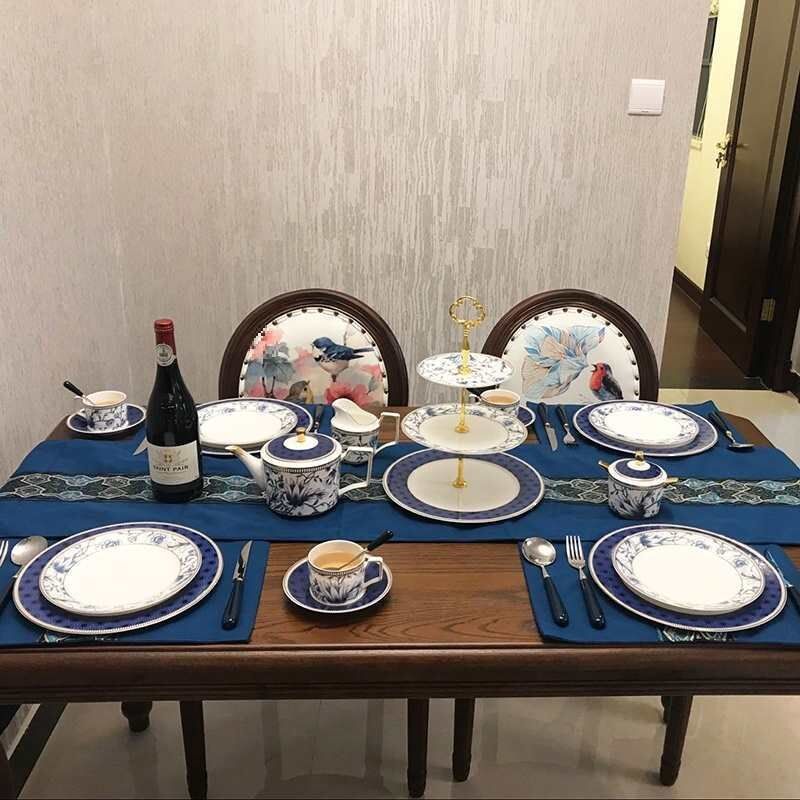 西餐餐垫欧式餐桌长条时尚简约桌旗奢华西餐布艺茶几桌布