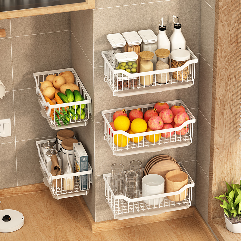 厨房菜篮子置物架免打孔壁挂蔬菜收纳架果蔬篮架子水果沥水收纳筐