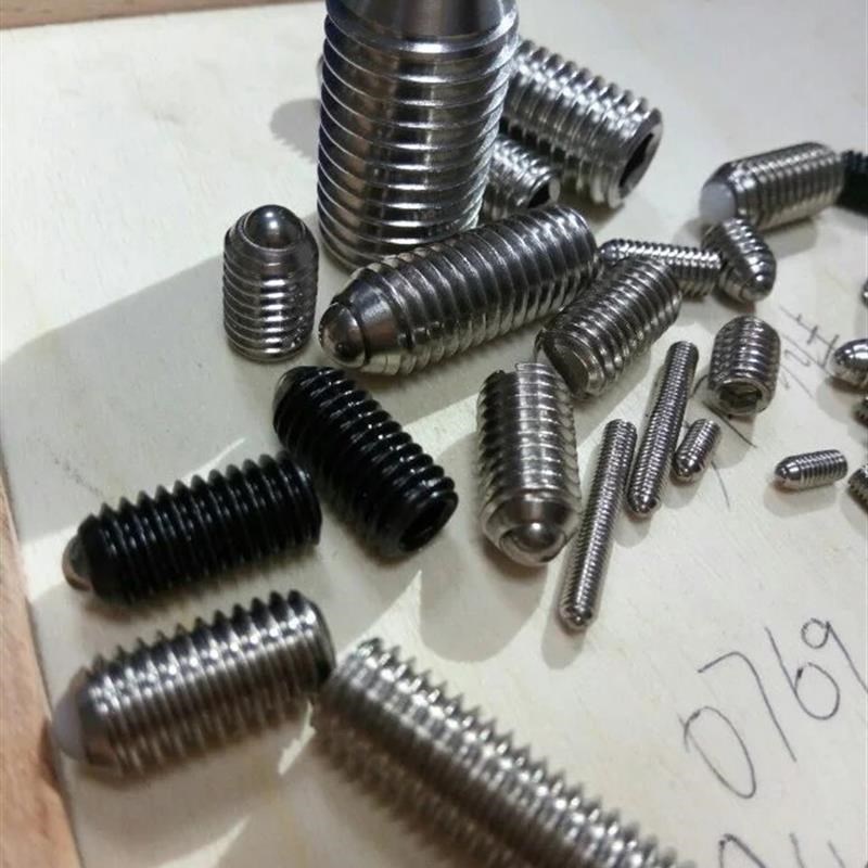 10.9级铁黑色英制1/2-13内六角波珠机米弹簧球头柱塞顶丝螺丝钉