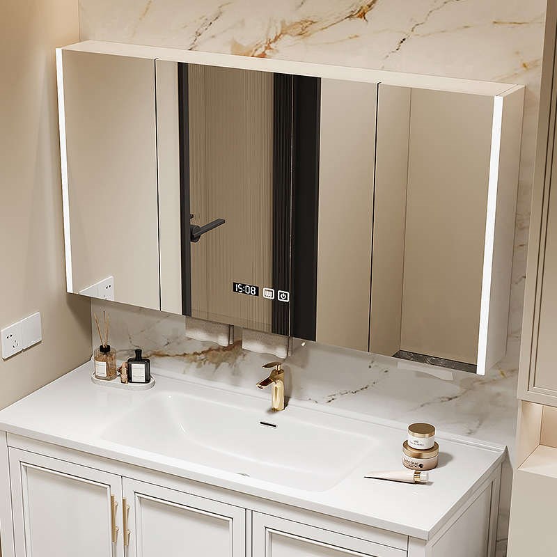 浴室镜柜智能单独收纳一体柜带插座沥水架毛巾杆卫生间挂墙置物柜