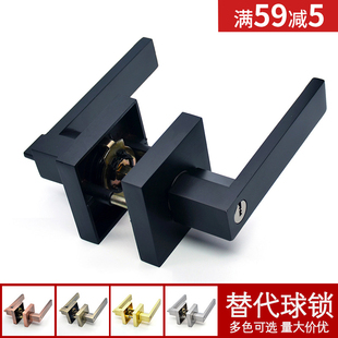 室内门锁方杆公室美式执手锁房间把L手锁木门铝合金三杆锁