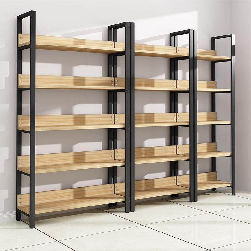 家用钢木书架落地置物架多层书柜书橱组合收纳架储物货架展示架子