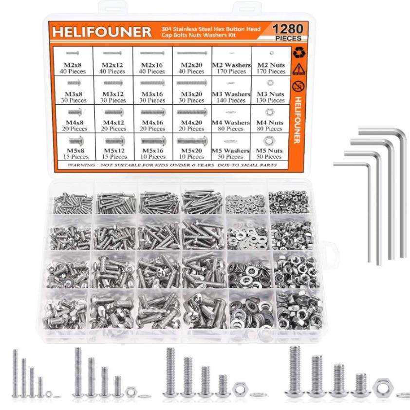 1280粒组合304不锈钢圆头内六角套装组合箱装螺丝亚马逊螺丝套装,电子元器件市场,集成电路（IC）,淘宝优惠券,粉丝福利购,淘宝优惠卷
