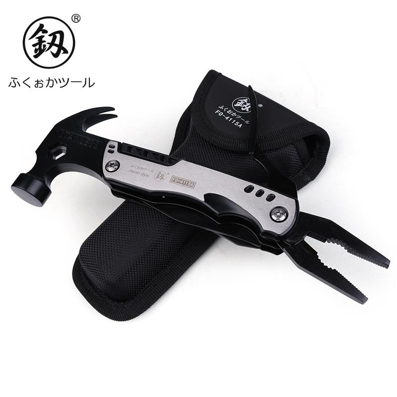 釰福冈工具户外多功能羊角锤钳子组合车载安全锤野营折叠工具野外