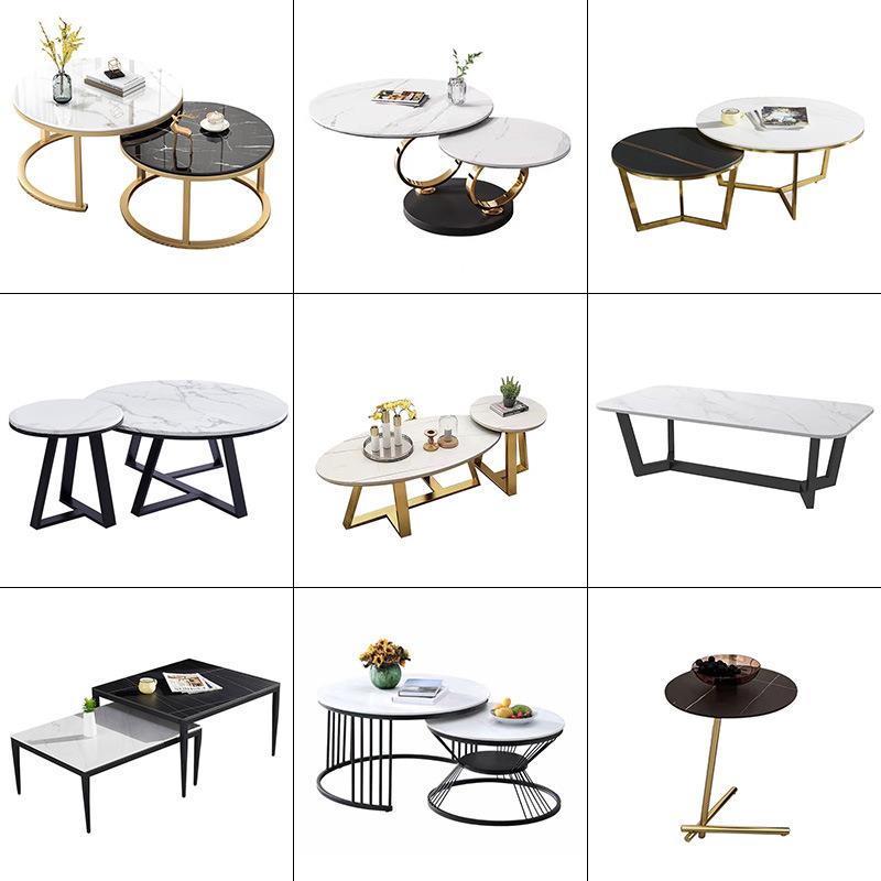 简约轻奢岩板瓷砖大理石桌脚实木茶几支撑腿玻璃边几不锈钢支架子