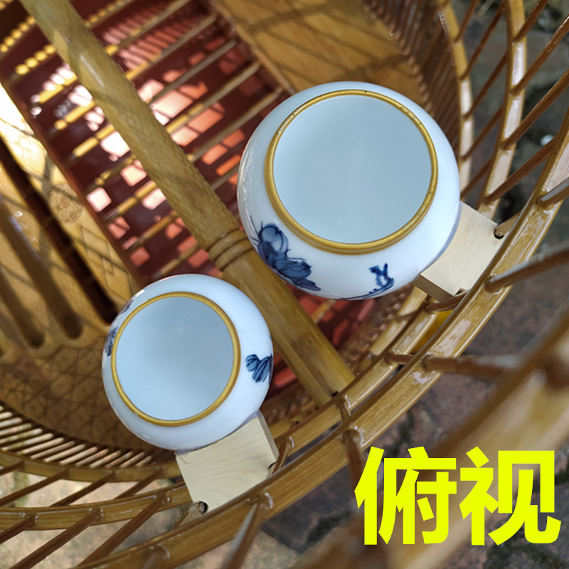 热销新款精品鸟碗鸟食杯陶瓷食罐画眉食盒鸡心杯水缸鸟笼杯配件满