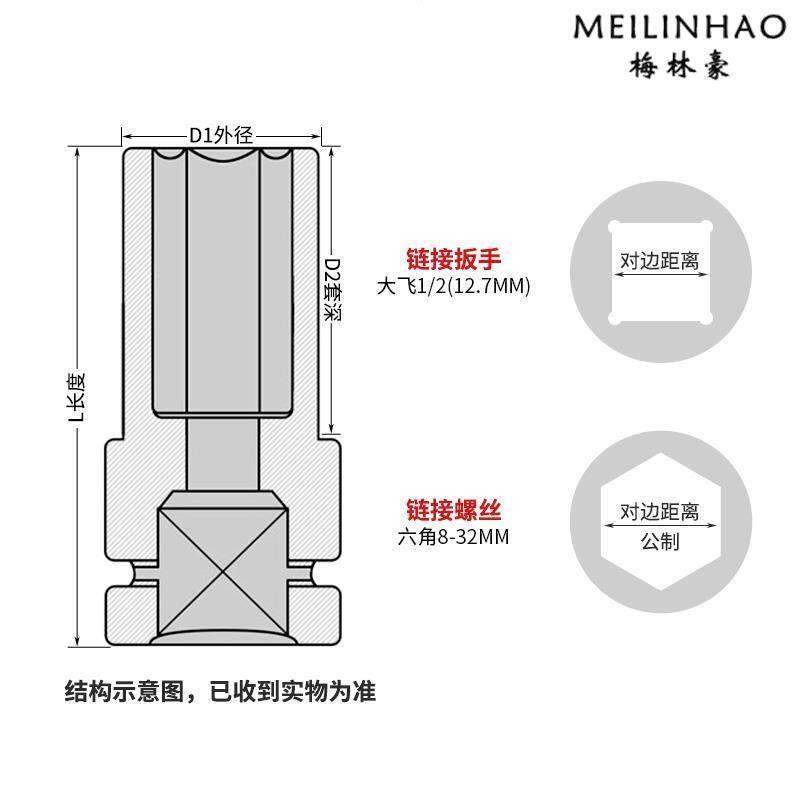 热销电动扳手套筒头小风炮风暴头气动扳手套筒六角套筒加长加厚大