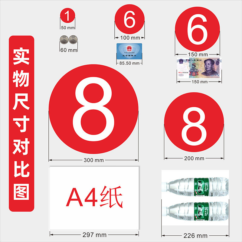 热销数字号码牌编号标识贴防水楼层门整体橱柜餐厅桌号圆形选手序