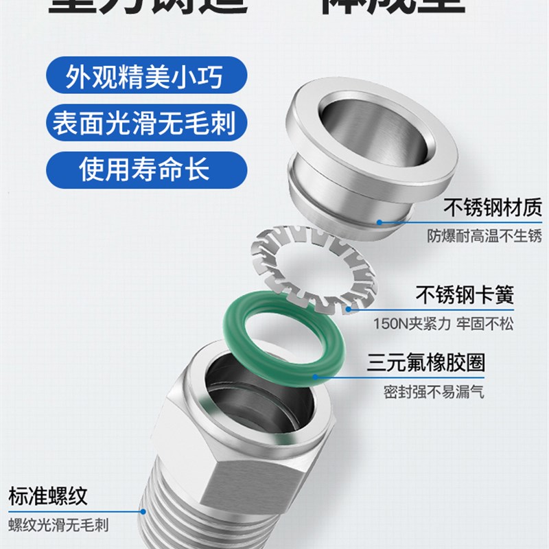 热销304不锈钢气管变径气动快插接头PL802直角等径弯头螺纹直通三