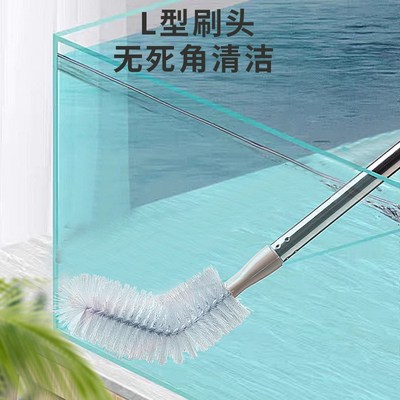 热销不锈钢长柄鱼缸刷长短可调节型水族箱清洁刷除藻清洁神器温泉