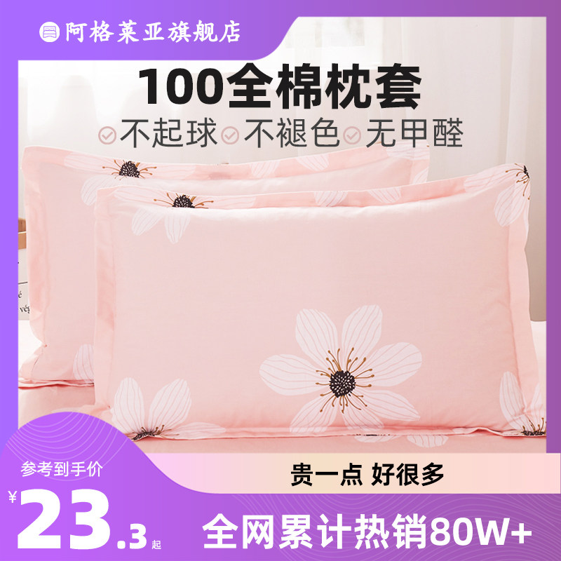 热销生话用品 家居 家用新款抌帎头套沈头套全棉枕套一对装枕头套