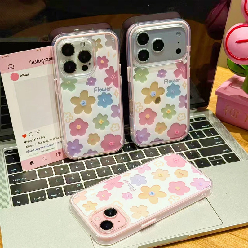 ins风彩色花朵新款适用苹果17Pro手机壳iPhone16max小米15华为mate80pura70k90opporeno14荣耀500x300findx9