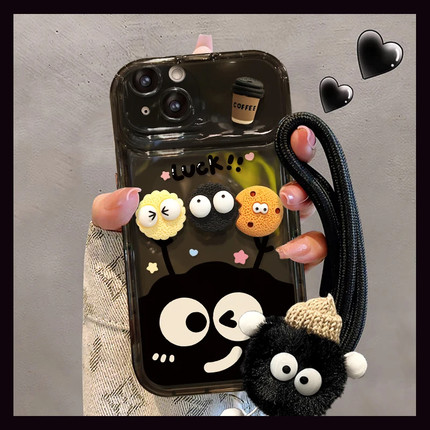 luck煤球公仔翻盖镜子适用苹果16pro手机壳iphone15max小米14华为mate7p60荣耀100x200reno12nova13findx8s19