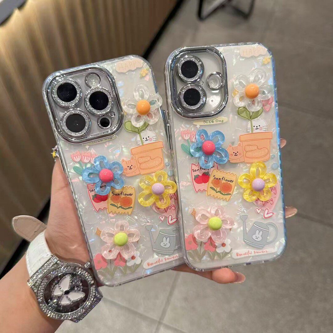 春日立体花朵猫咪新款适用苹果17Pro手机壳iPhone16max小米17华为mate80pura80k90reno15荣耀400x300vivos50