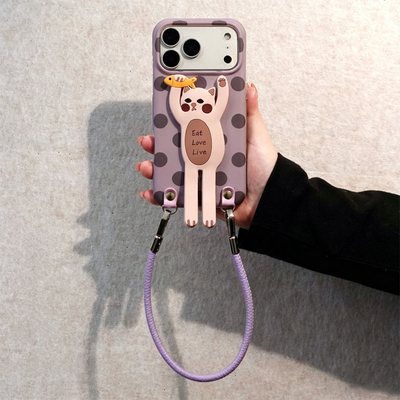 情侣网红可爱猫咪支架适用苹果17Pro手机壳iPhone16max小米15华为mate80pura90k80nova14荣耀600x200s50Y200i